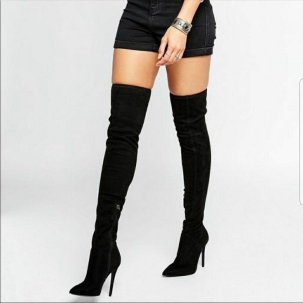 Kendall + Kylie stretch black over the knee boots. Sexy and excellent condition!